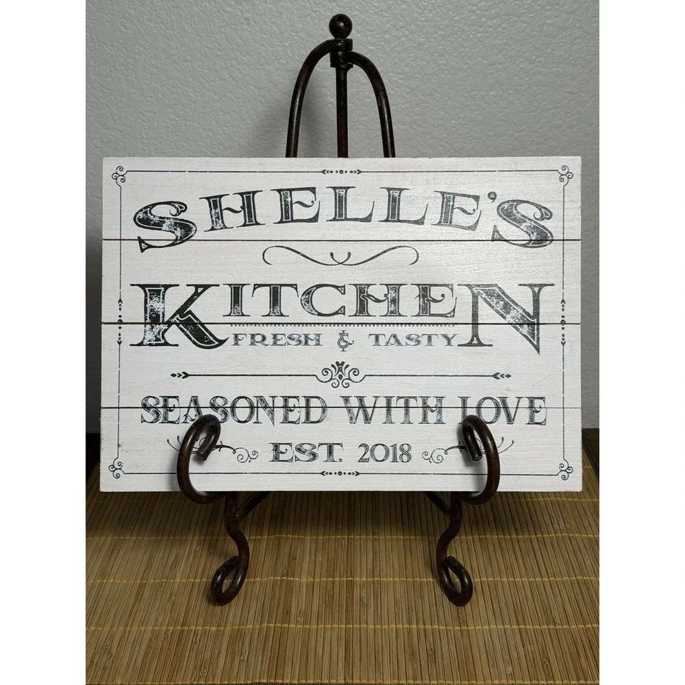 SHELLE'S Kitchen EST.2018 Personalized Sign Seasoned With Love Custom Wood Sign
